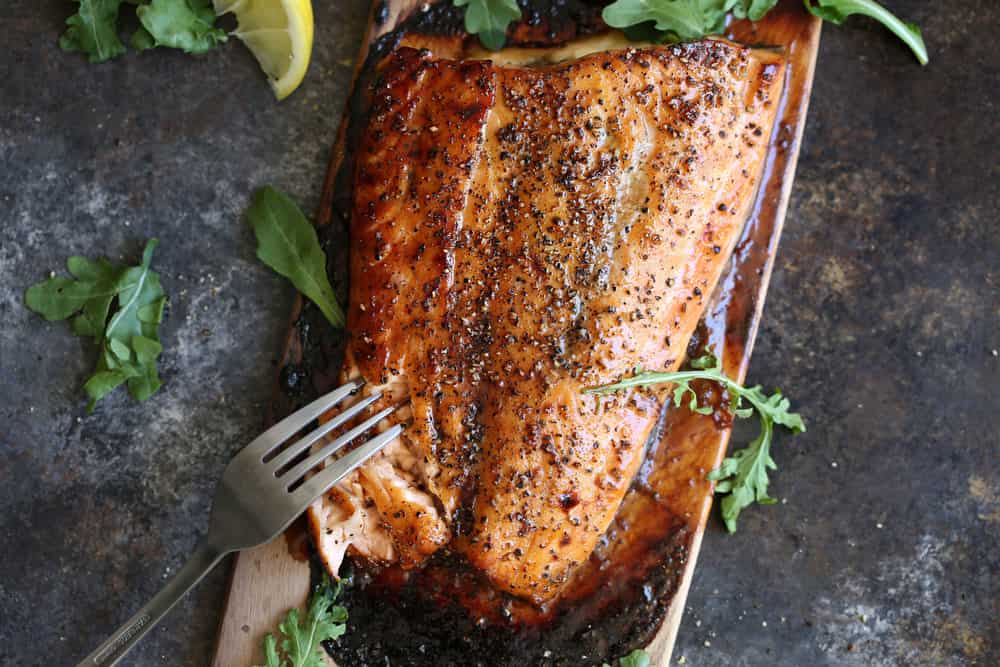 Cedar Plank Salmon With Brown Sugar and Black Pepper