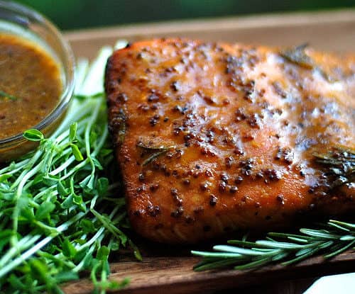 Salmon on a cedar grilling plank