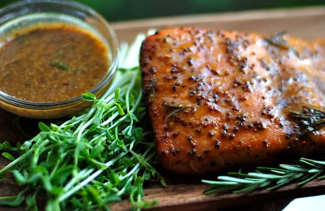 Salmon on a cedar grilling plank