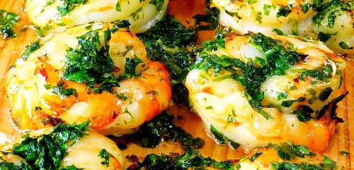 Pesto Coated Shrimps Smoked