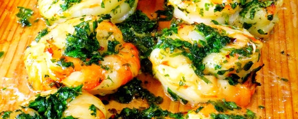 Pesto Coated Shrimps Smoked