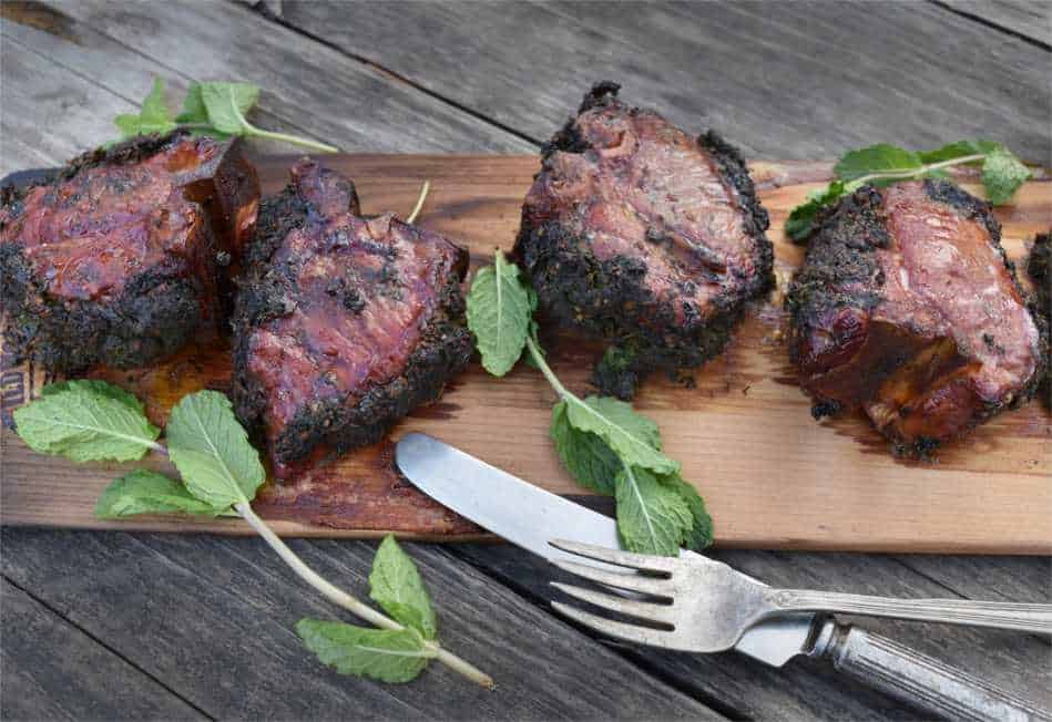 Cedar Planked Lamb Chops With Mint Gremolata