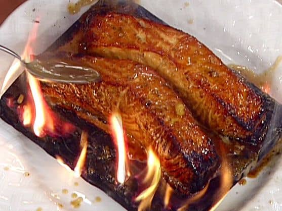 Salmon on a cedar grilling plank