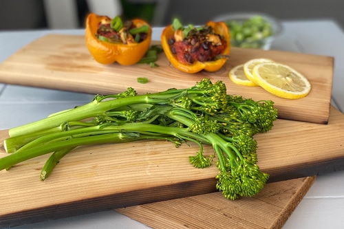 borocollini-cedar-plank vegetables on a grilling plank