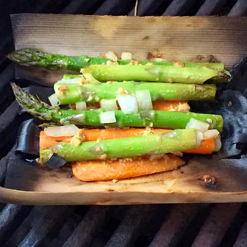 Asparagus with Carrots Smoked in a Natural Wood Wrap