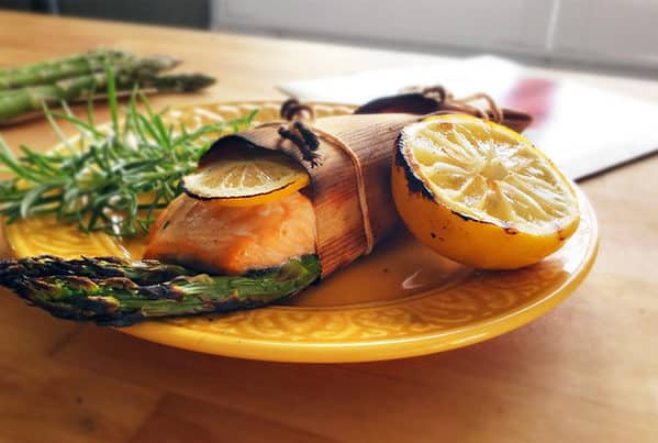 Grilling Wrap Grilled Salmon and Asparagus