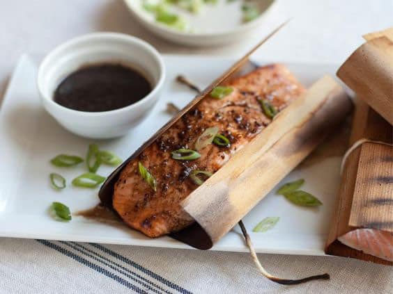 salmon fish in a grilling wrap