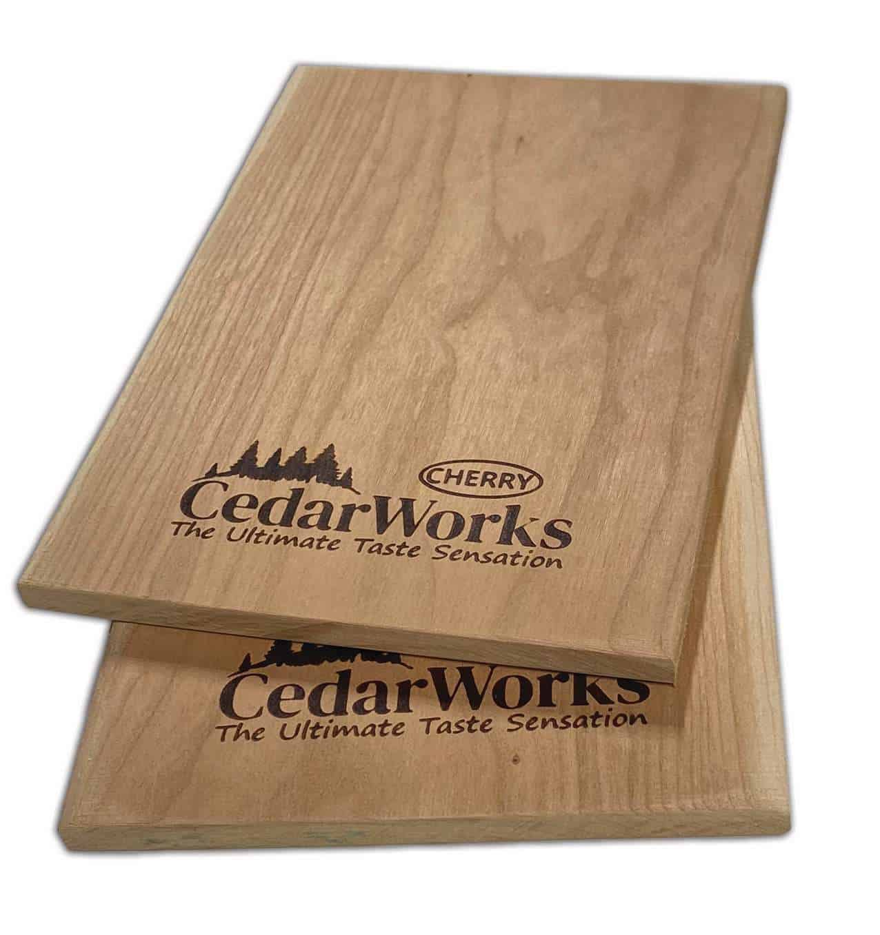 Natural cedar wood cheese boards with Cedar Works logo, ideal for cheese platters and kitchen presentation, showcasing quality craftsmanship and attractive wood grain.
