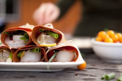 Delicious seafood served in edible cups, showcasing fresh ingredients at Cedar Works, a specialty food provider.