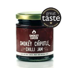 Smokey chipotle chilli jam jar from Cedar Works, artisanal preserves with smoky, spicy flavor, handcrafted in New Zealand for gourmet spreads and culinary excellence.