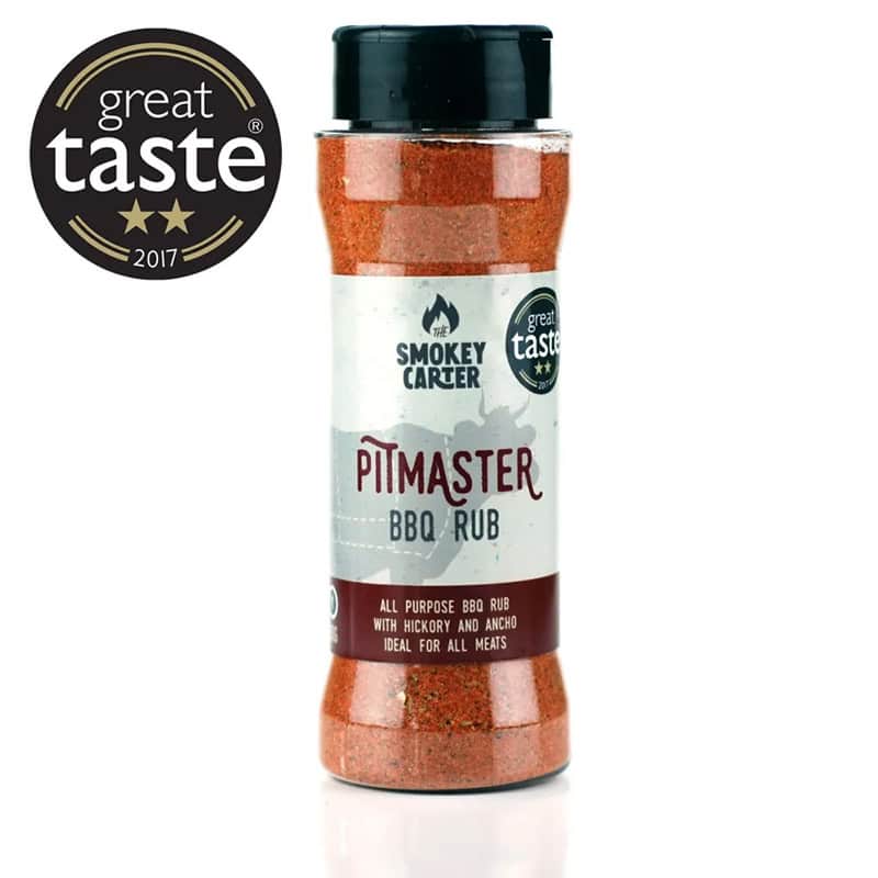 Smokey Carter Pitmaster BBQ Rub with Hickory and Ancho, great taste award-winning spice blend, perfect for all meats, from Cedar Works.